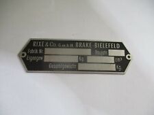 Typenschild schild rixe gebraucht kaufen  Goch