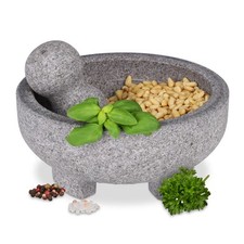 Moździerz z tłuczkiem tłuczek do ziół 3,1 kg szary moździerz granitowy naturalny, używany na sprzedaż  Wysyłka do Poland