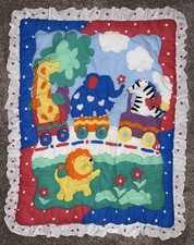 Edredom vintage infantil linha bebê colcha pontos brancos vermelhos acabamento com babado animal circo, usado comprar usado  Enviando para Brazil