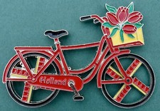 Usado, Ímã de geladeira lembrança Holanda bicicleta vermelha e tulipas Holanda comprar usado  Enviando para Brazil