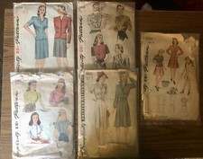 Lote de 5 padrões de blusa, vestido, terno vintage da década de 1940 Simplicity Misses e meninas comprar usado  Enviando para Brazil