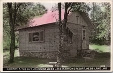 WEBB LAKE, Wisconsin Foto Real Colorida à Mão Cartão Postal RPPC "Resort Estreito" comprar usado  Enviando para Brazil