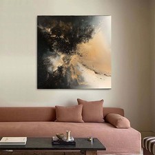 Pintura a óleo preta feita à mão sobre tela decoração para casa sala de estar abstrata moderna comprar usado  Enviando para Brazil