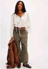 Calça Free People River Stone Hot Fudge Brn tamanho pequeno tamanho grande $148 nova, usado comprar usado  Enviando para Brazil