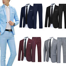 2 peças ternos masculinos slim fit smoking ternos cor sólida formal blazer jaqueta e calça comprar usado  Enviando para Brazil