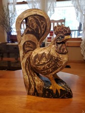  Arte popular de galinha esculpida à mão em madeira pintada à mão comprar usado  Enviando para Brazil