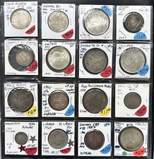 Moedas de prata estrangeiras: 16 valor moderadamente alto; 15 países comprar usado  Enviando para Brazil