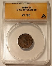 1880 centavo cabeça de índio S-4A quebrado 88 VF35 ANACS* comprar usado  Enviando para Brazil