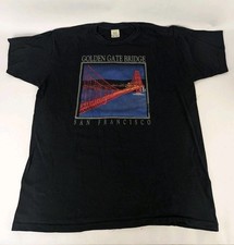 Camiseta Vintage XL Ponto Único Ponte Golden Gate Preta Keehn Cenas Anos 80 comprar usado  Enviando para Brazil
