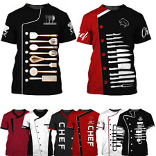 Camisetas masculinas de manga curta uniforme de cozinha restaurante cozinha 3D fantasia camisetas tops comprar usado  Enviando para Brazil