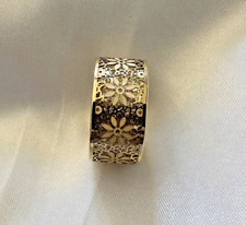 OURO AMARELO 14K - ANEL LEVE SOBREPOSIÇÃO FLORAL / 1758 AR, ITÁLIA TAMANHO 7,5 comprar usado  Enviando para Brazil