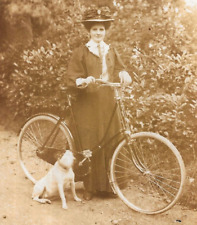 Cartão postal foto eduardiano linda mulher moda bicicleta cachorro publicado em 1908 comprar usado  Enviando para Brazil