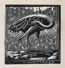 Kate Stultiens, née Whittaker (1907–1980) Pequena gravura em placa raspadora, cegonha. comprar usado  Enviando para Brazil