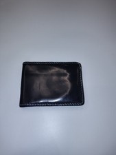 Carteira dobrável cabeça chata, couro cordovão preto, usada, forro vermelho , usado comprar usado  Enviando para Brazil