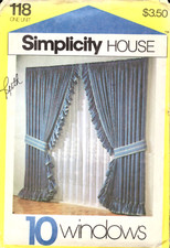 10 Ventanas, Cortinas y Cortinas, Patrón de Costura Simplicity House 118 segunda mano  Embacar hacia Mexico