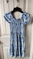 Vestido feminino L 10/12 The Children’s Place azul floral manga folhada manchado, usado comprar usado  Enviando para Brazil