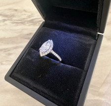 Anel de noivado de halo de diamante criado em laboratório corte marquesa em ouro branco 14K com mais de 3 quilates comprar usado  Enviando para Brazil