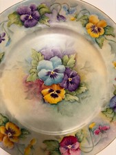 Porcelana pintada à mão prato grande, Pansies, por F. Carlson, usado comprar usado  Enviando para Brazil