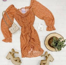Mini vestido feminino moda boutique laranja floral com babado comprar usado  Enviando para Brazil