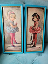 Vintage MAIO Estampas Litográficas EUA Menina de Olhos Grandes Bailarina Par Emoldurado comprar usado  Enviando para Brazil