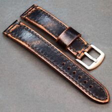Correa de reloj negra vintage de cuero 18-26mm hecho  mano pulsera de reloj piel, usado comprar usado  Enviando para Brazil