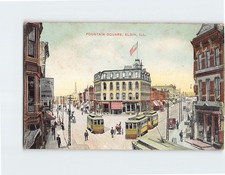 Cartão postal Fountain Square Elgin Illinois EUA, usado comprar usado  Enviando para Brazil