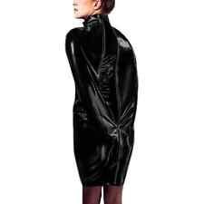 Vestido feminino com zíper gola alta Bodycon comprimento do joelho PVC vestido hobble sexy Vestidos comprar usado  Enviando para Brazil