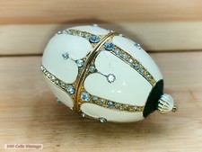 Diamantes brancos de ovo esmaltados-6cm-Bugiganga/pílula/caixa de joias vintage 1ma comprar usado  Enviando para Brazil