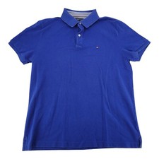 Camisa polo masculina Tommy Hilfiger azul ajuste personalizado manga curta tamanho grande comprar usado  Enviando para Brazil