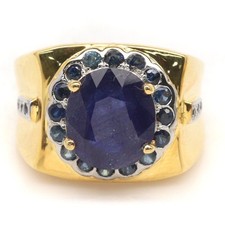 Prata esterlina 925 10 x 12 mm. Anel de declaração de safira azul tamanho 10,25 comprar usado  Enviando para Brazil