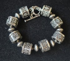 Contas hexagonais de prata esterlina Bali intricadamente feitas à mão, pulseira 47,3 gr comprar usado  Enviando para Brazil