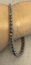 Pulseira de tênis de prata esterlina 925 marcasita 7,5" corte quadrado linha pirâmide comprar usado  Enviando para Brazil