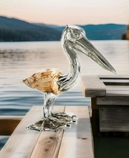 Escultura de pelicano náutico casa acento concha natural prata praia chique gasto  comprar usado  Enviando para Brazil
