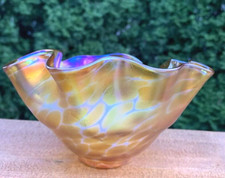 Usado, Tigela ondulada de vidro Glass Eye Studio Art forma livre laranja iridescente comprar usado  Enviando para Brazil