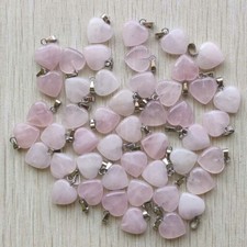 Lote por atacado 100 peças pingentes de berloques de coração de amor semipreciosos pedra quartzo rosa comprar usado  Enviando para Brazil