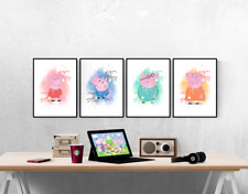 Conjunto de 4 fotos aquarela Peppa Pig Family pôster arte parede  comprar usado  Enviando para Brazil