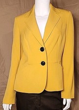 Blazer Kasper Feminino Dois Botões Amarelo Mostarda Forrado com Gola de Nó Tamanho 6 comprar usado  Enviando para Brazil