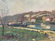 Tableau hst péniche d'occasion  Les Grandes-Ventes