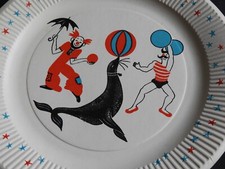 16 pratos de papel vintage temáticos de circo para festa de aniversário palhaços selo marca registrada?, usado comprar usado  Enviando para Brazil