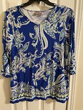 Blusa Chico’s Feminina Estampa Paisley Azul Manga 3/4 Tamanho 3 (XL) comprar usado  Enviando para Brazil