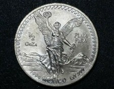 Moeda escassa 1994 México 1/2 onça prata fina .999 Libertad Plata vintage 90.100, usado comprar usado Moeda escassa 1994 México 1/2 onça prata fina .999 Libertad Plata vintage 90.100, usado comprar usado  Enviando para Brazil