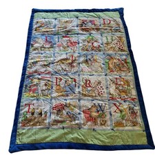 Cobertor de berço vintage feito à mão alfabeto animal faminto colcha veludo azul costas comprar usado  Enviando para Brazil