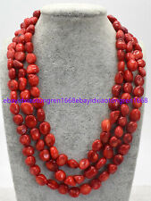Colar longo 18-100" contas de pedra preciosa irregulares coral vermelho natural 8x10mm comprar usado  Enviando para Brazil