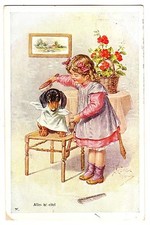 Postcard girl brushing d'occasion  Expédié en Belgium