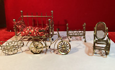 Móveis vintage para casa de bonecas latão/metal bicicleta-cadeira de balanço-cama-berços comprar usado  Enviando para Brazil