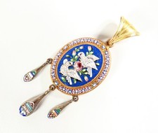 ⚜️ ANTICO MICROMOSAICO MOSAICO MINIATURA CIONDOLO PORTA RITRATTO EPOCA FINE 1800 comprar usado  Enviando para Brazil