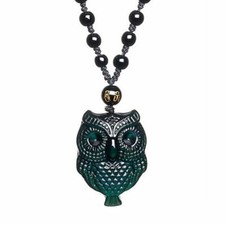 Colar pingente coruja obsidiana arco-íris natural miçangas com corrente de contas ajustável comprar usado  Enviando para Brazil