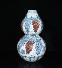 Usado, Bela pintura à mão chinesa underglaze vaso de uva de porcelana vermelha comprar usado  Enviando para Brazil