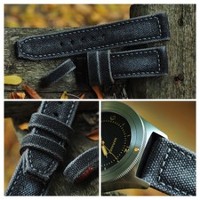 Pulseira de relógio de lona laminada preta desgastada feita à mão 24/22 pronta para uso pago nos EUA comprar usado Pulseira de relógio de lona laminada preta desgastada feita à mão 24/22 pronta para uso pago nos EUA comprar usado  Enviando para Brazil