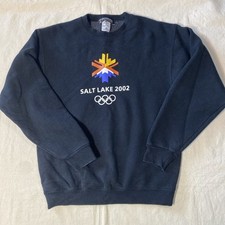 Moletom masculino vintage Salt Lake 2002 Olimpíadas gola redonda preto algodão EUA, usado comprar usado  Enviando para Brazil
